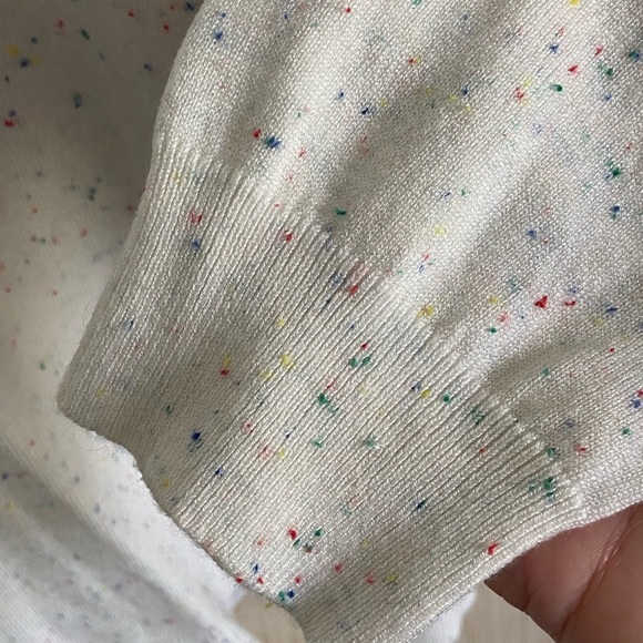 IT’S OUR TIME Funfetti Speckle White V-Neck Sweater Crisscross back Sz XL - Picture 3 of 9